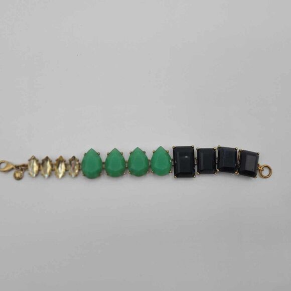 J Crew Green Black Green Colored Stone Crystal Bracelet - Picture 1 of 12